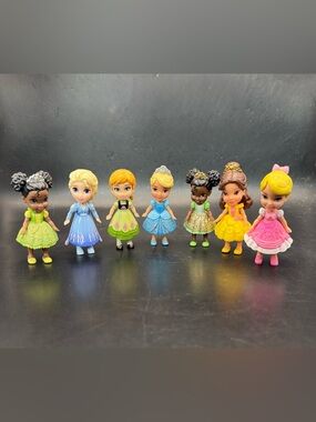 7 Disney My First Toddler Princesses 3” Figures Tiana Belle Elsa Anna Cinderella
